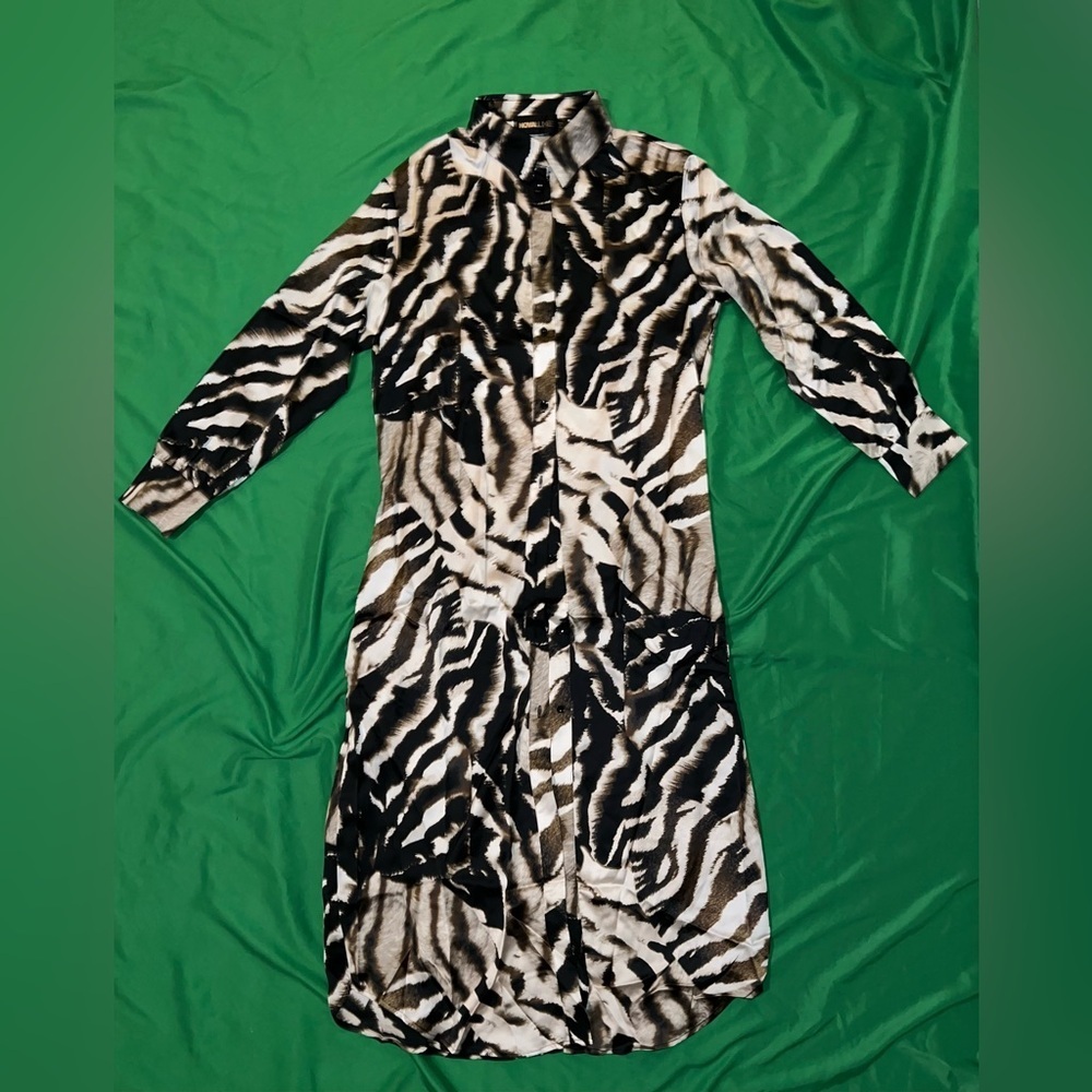 NWT Fashion Nova Zebra Print Midi Satin Dress size XS - Picture 2 of 6